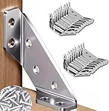 50 Stück Eckverbinder Edelstahl Dreiecksstütze Winkelverbinder Möbelbau Winkel Metall Eckwinkel, Möbelwinkel Metallwinkel, Dreieck Form Ecke Klammer mit Schraube für Holz Möbel Schrank Tisch Stuhl