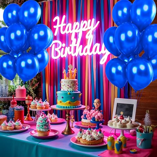 Image of Party Propz Blue Balloons For Decoration - 25 Pcs Blue Balloons For Birthday Decoration | birthday Decoration | blue birthday Decoration Kit | Metallic Balloons For Decoration (Latex)