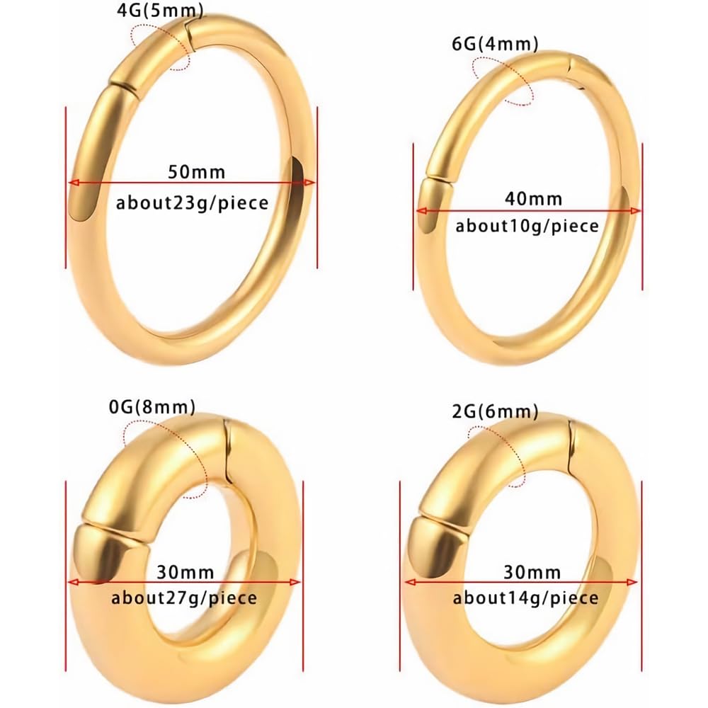 Vankula Pesos Orejas Dilataciones túnel tapones Aro acero inoxidable Expansores Estiramiento Piercing 4mm 5mm 6mm 8mm