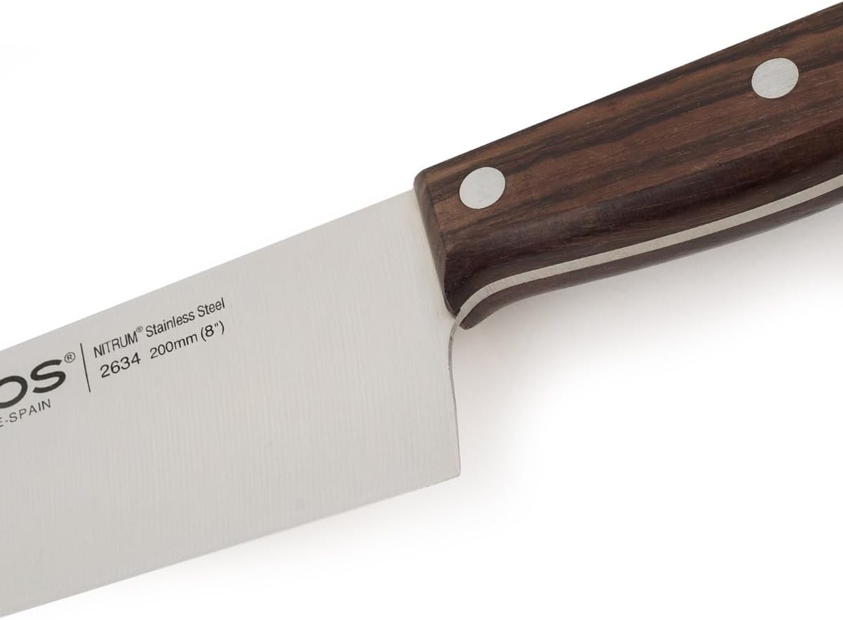 Arcos Atlantico Series - 8" Chef Knife with Nitrum Stainless Steel Blade and Rosewood Brown Handle - Elegant and Durable Design (7" or 8" Sizes). Atlantico Series. Color Brown.