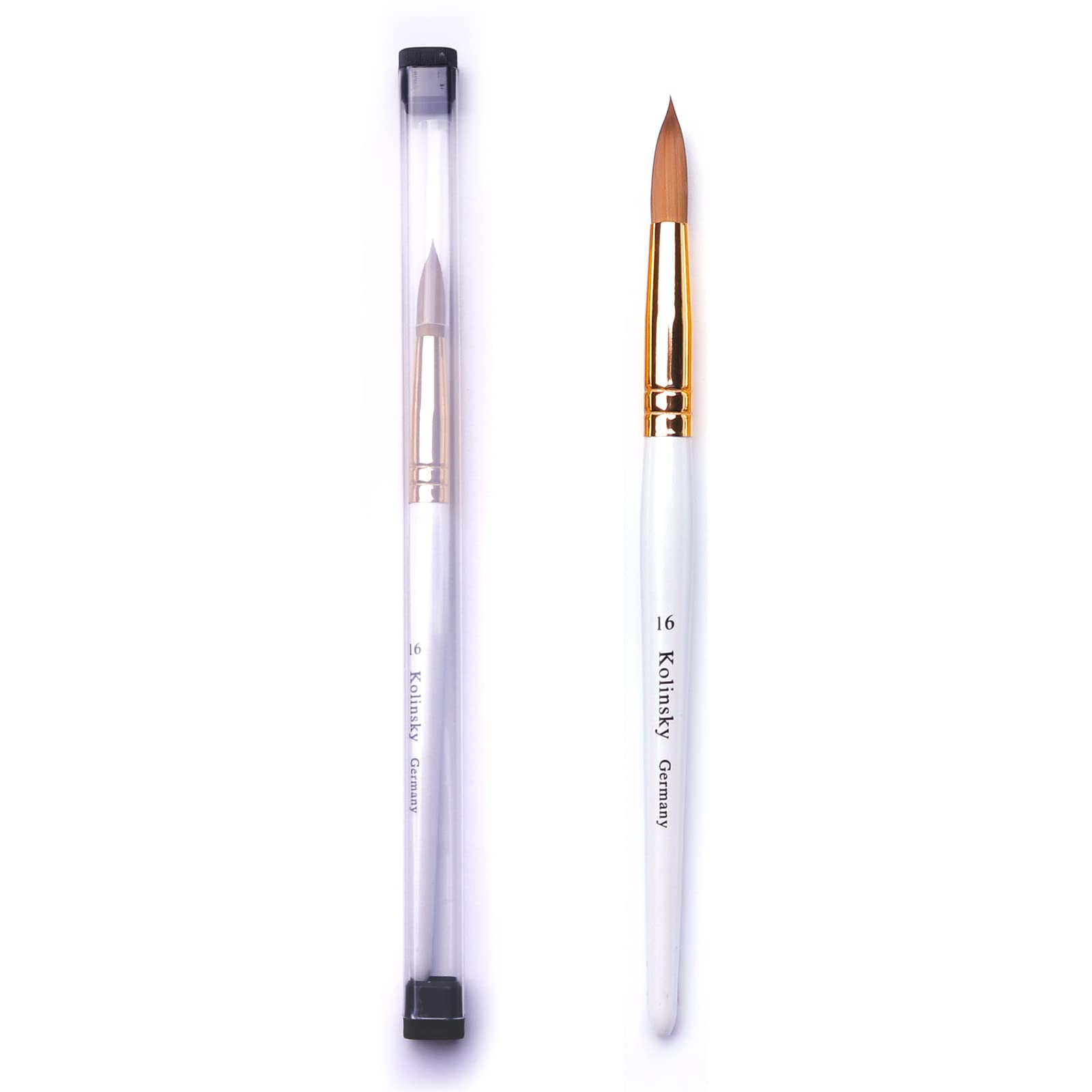 MOND'SUB Acrylic Nail Brush Size 10, Kolinsky Hair, Round Head, White