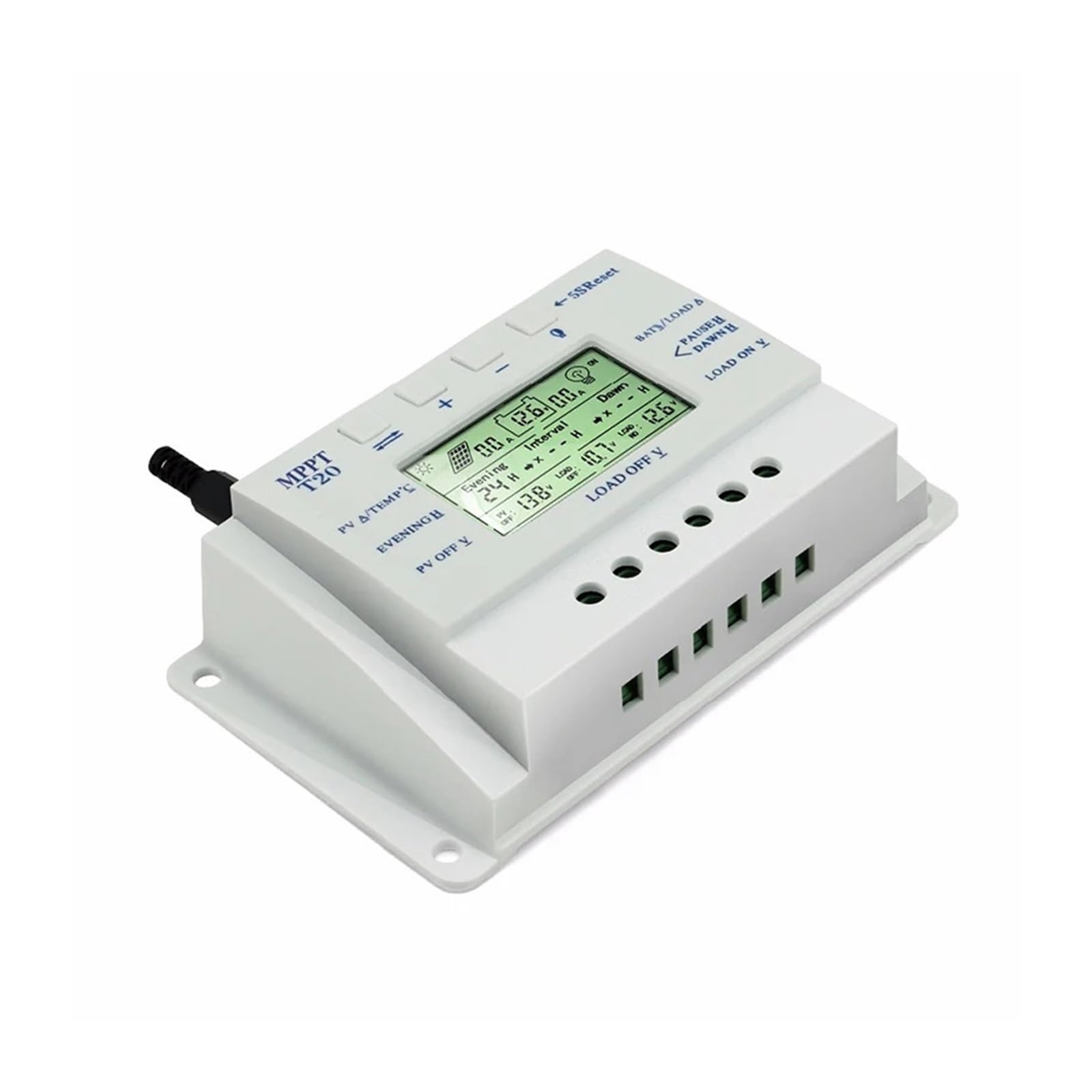 Kontroler ładowania słonecznego, 20A MPPT 12 V/24 V ładowarka do baterii słonecznych Regulator kontrolery ładowania wyświetlacz LCD domowy panel słoneczny regulator fotowoltaiczny