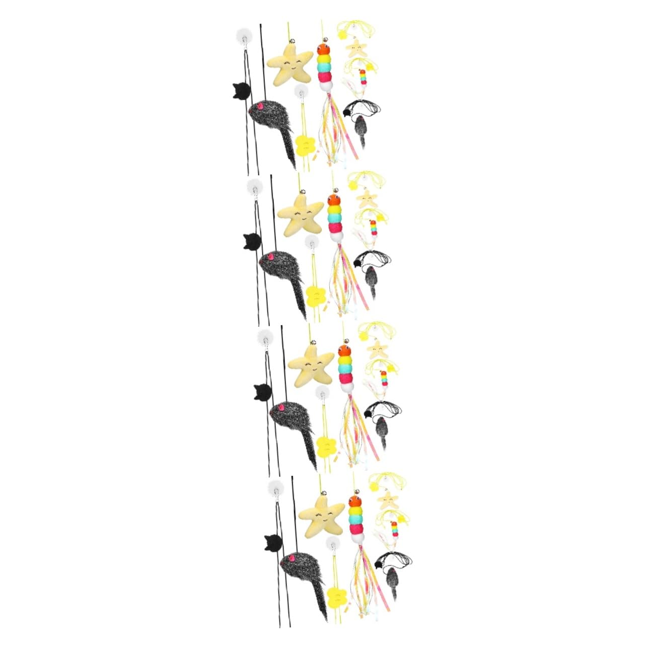 FRCOLOR 24pièces Jouets Suspendus pour Chats Interactif avec Clochettes Teasers Forme De Chenille Souris Et Étoile De Mer Jouets De Porte pour Chats Amusants
