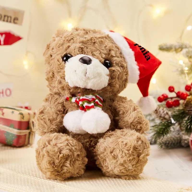 Miniatura 4 de Personalised Christmas Plush Animal Toys, Custom Christmas Teddy Bear 10 Inch,Santa Hat, Soft Plushie, Christmas Gifts For Kids