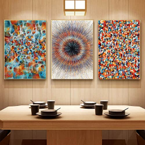 Toile art abstrait coloré 50x70 cm triptyque moderne sans cadre pour salon