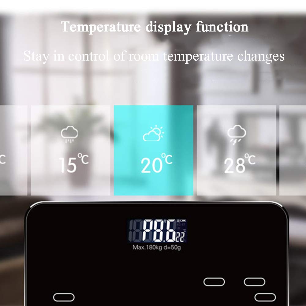 Bilance Bilancia da bagno digitale Bilancia pesapersone ad alta precisione con ampio display a LED, tecnologia Step-On, capacità 180 kg, design sottile, verde little surprise