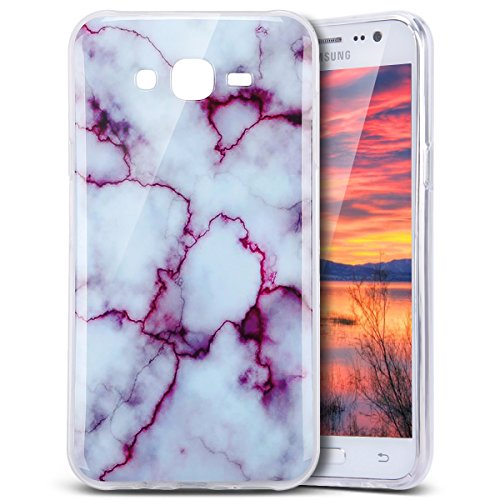 Galaxy J7 Case, PHEZEN IMD Purple Marble Pattern IMD Design Cute Creative Anti-Scratch Bumper Ultra Slim TPU Soft Case Rubber Silicone Skin Cover for Samsung Galaxy J7 J700 (2015)