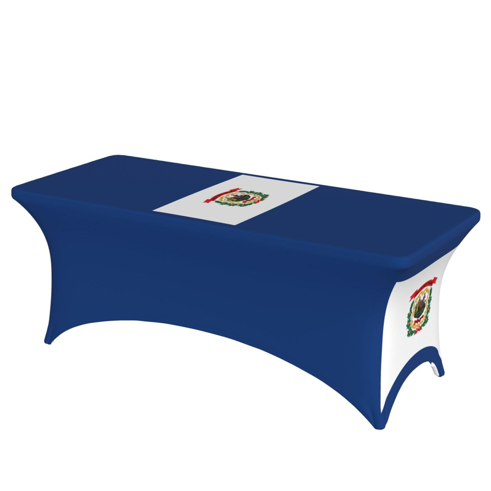 AYYQWE West Virginia State Flag Print Elastic Rectangular Tablecloth For Banquet Outdoor Picnics Office Table Cover