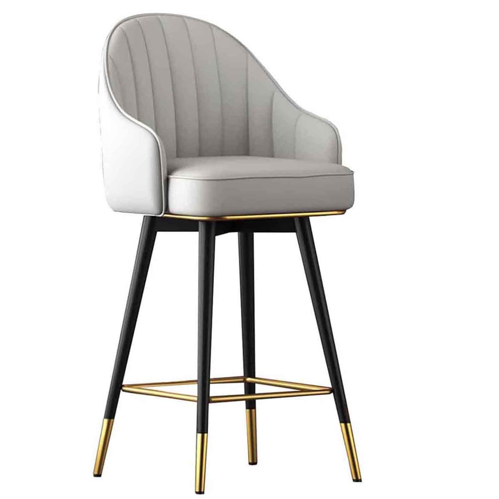 IUokLU Modern Upholstered Bar Stool with Backrest 360° Swivel Suitable for Restaurants Bistros Cafes Grey(Grey-65cm)