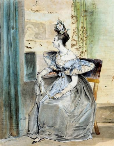 Portrait de Marie Nodier par Achille Devéria grand tableau chambre moderne 60x90