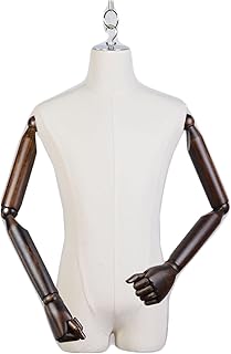 Mannequin Body Torso Male, Hanging Clothing Display Dummy Maniquins Body with Wooden Arm, Half Scale Shop Window Hook Up Model, 150cm Wire Rope, 3 Colors (Color : Red) (Brown )