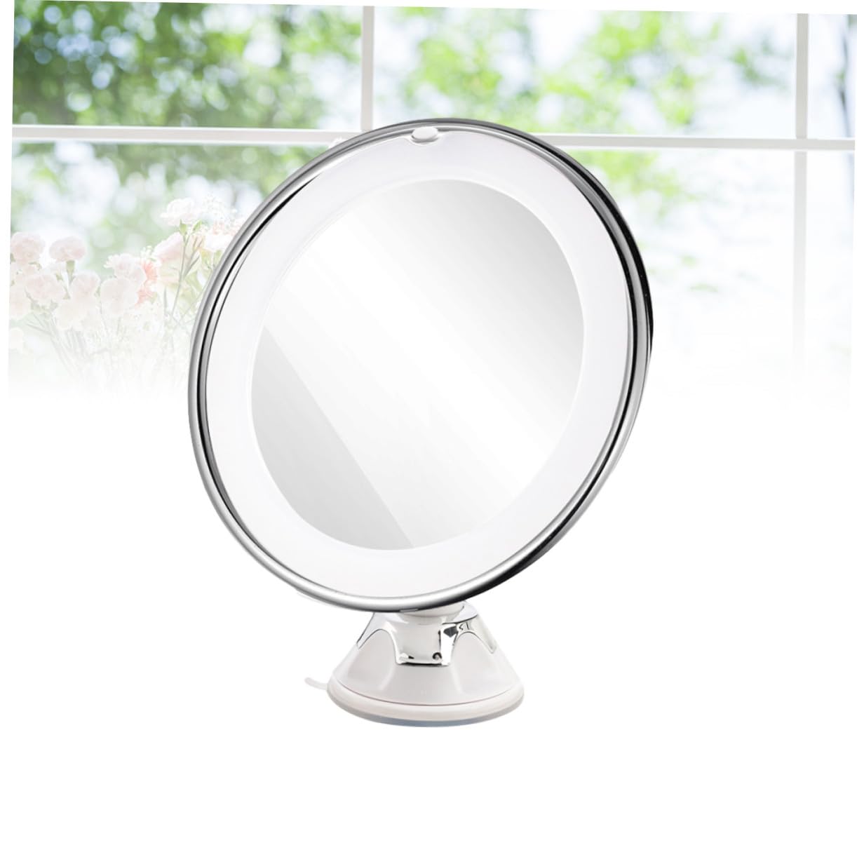 Espejo de Maquillaje con Aumento y Luz LED Espejo de Tocador Redondo Ventosa para Baño y Cosmética