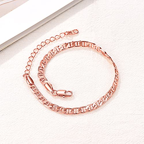 Image of FOCALOOK 14K Gold Plated Anklets for Women Waterproof Plus Size Ankle Bracelet 8.5-10.5 Inch Adjustable Mariner /Figaro /Flat Snake /Cuban Link Chain Anklet Jewelry for Summer Beach Holiday