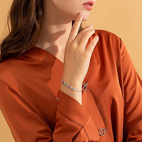 Infinity Love Heart Bracelets For Women Personalized Bracelet For Mother With 5A Cubic Zirconia Birthstones Charm Bracelets For Mom Custom Mother Daughter Name Bracelets With 2-7 Names For Family Mother's Day Gifts #TOP5
