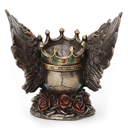Estatua de calavera monarca con coronas y dagas acabado bronce 5.9 pulg miniatura 4
