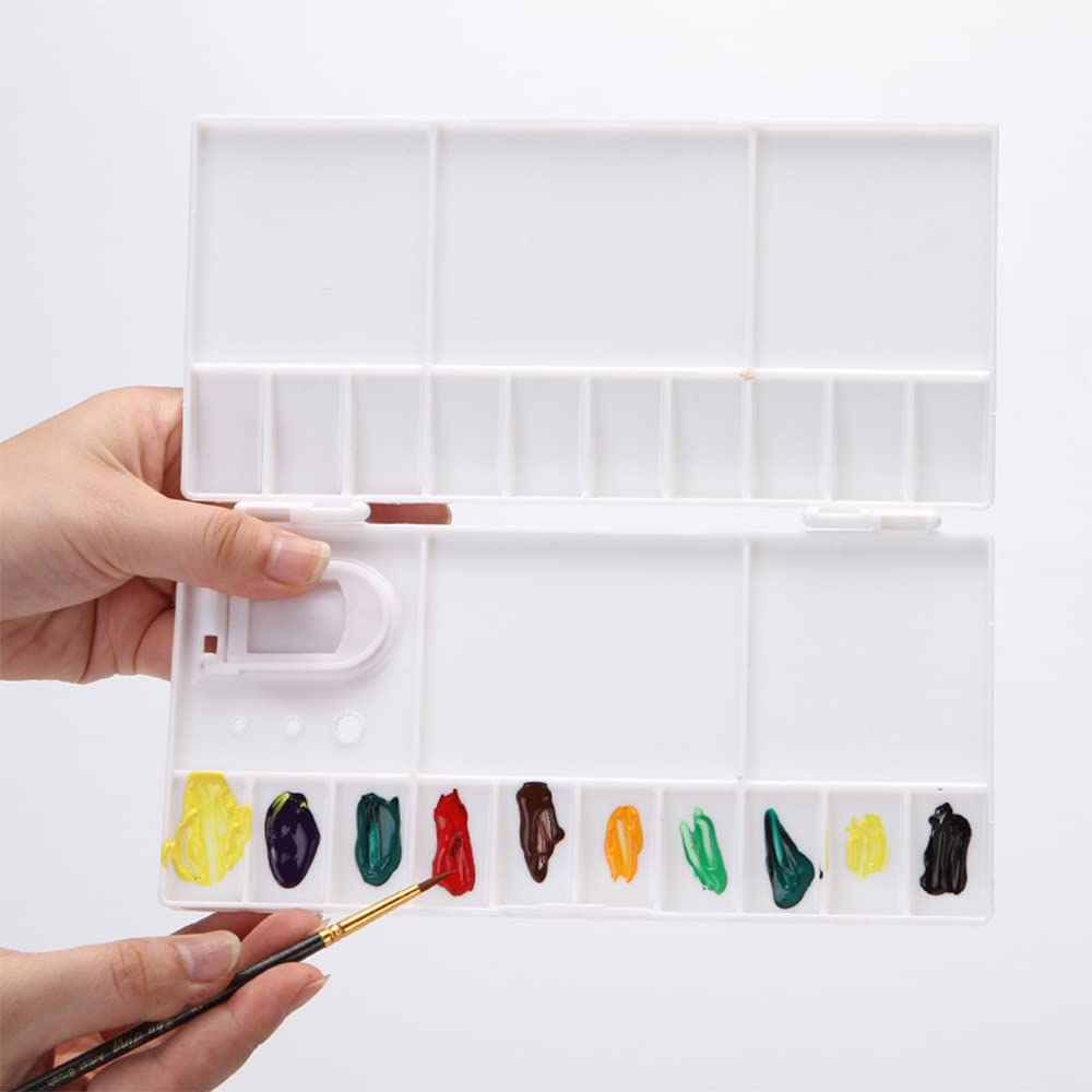 Paleta de colores para acuarela caja de color plegable plástica con tapa larga y 3 bandejas