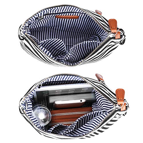 Newshows Women Lightweight Crossbody Bag Purse with Tassel Medium Canvas PU Leather, Zipper4