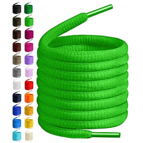 Birch Oval Shoelaces 27 Colors Half Round 1/4' Shoe Laces 4 Different Lengths (37'(94cm) M, Key Lime)