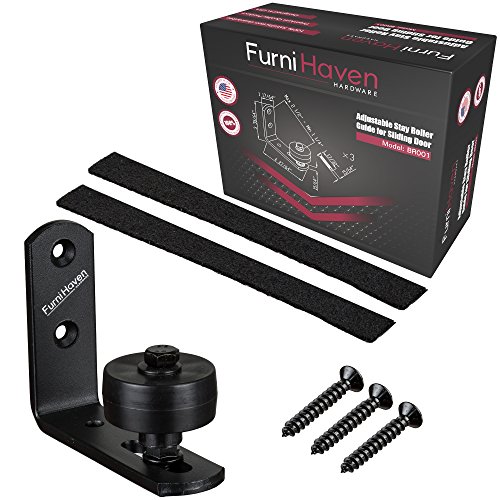 Unique Floor Stay Roller Guide Kit For Bottom Of Sliding Barn Door Hardware By Furni Haven | Adjustable | Black Powder Coated | Wall Mount | Smooth Roll & Durable Steel Frame | Scratch Protection #TOP29