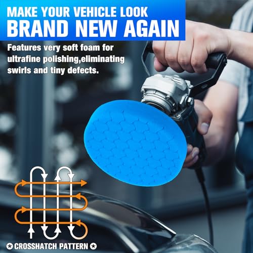 KUIMIT Almofada de polimento azul, 3 peças de 5,5 polegadas para polimento de 5 polegadas e almofada