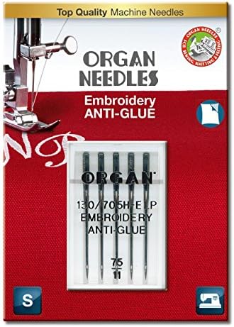 ORGAN NEEDLES 75/11 Anti-Glue Embroidery x 5 Needles