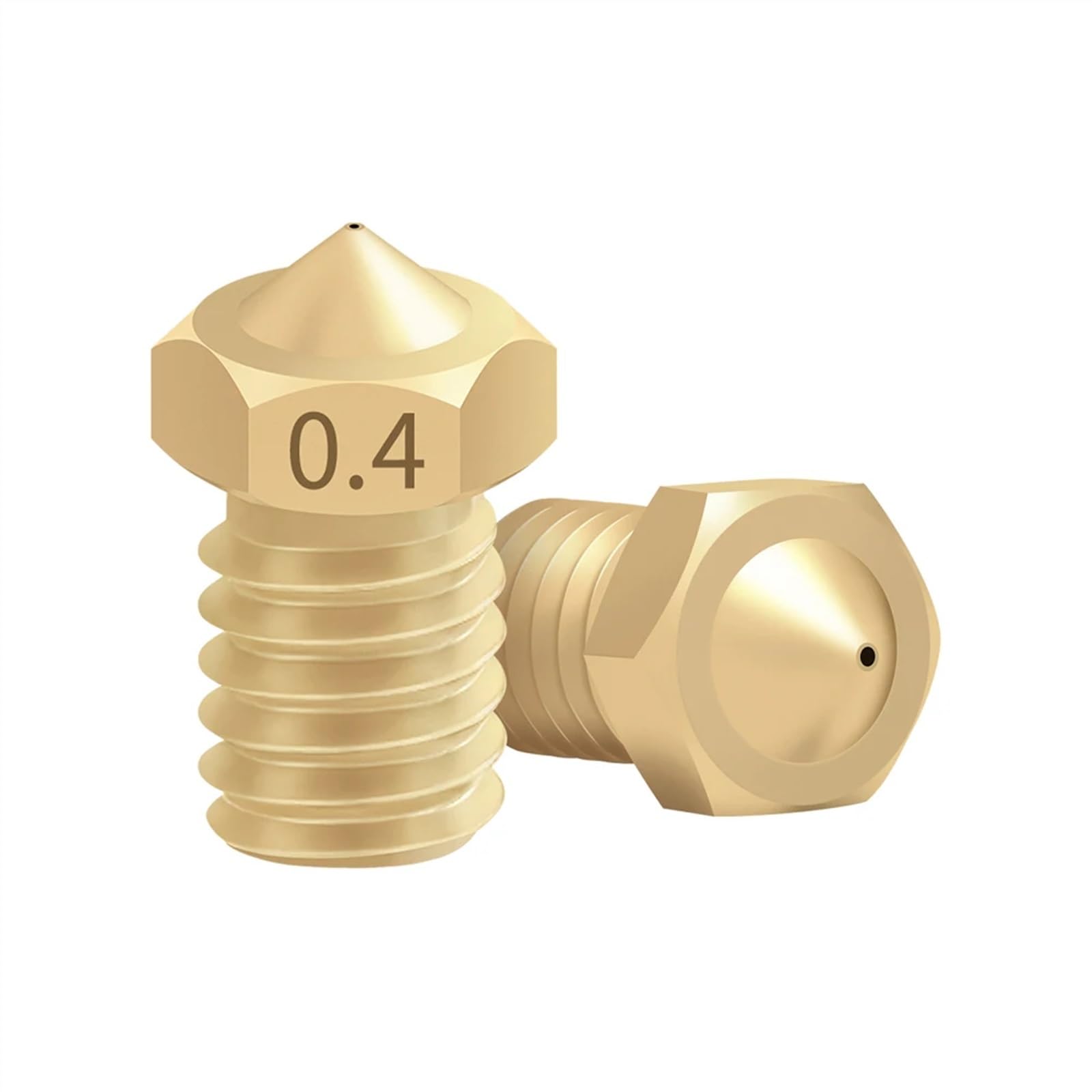 20 Ugelli Stampante 3D 0,4 Mm - M6 In Ottone Per Estrusore V5/V6