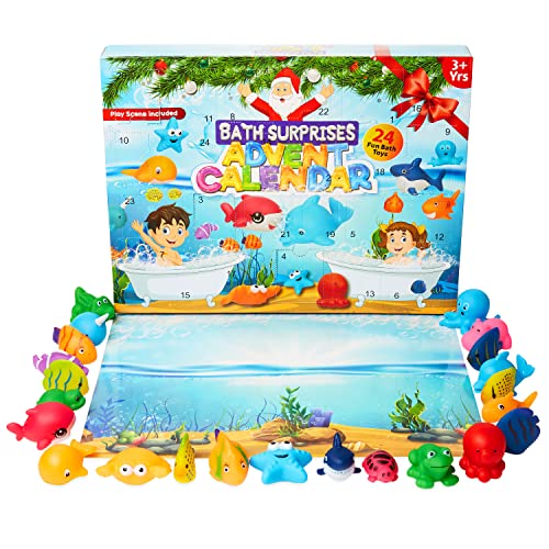 KreativeKraft Adventskalender 2023 Kinder Ente Badespielzeug Set Duck Weihnachtskalender Jungen und Mädchen(Mehrfarbig Bath)