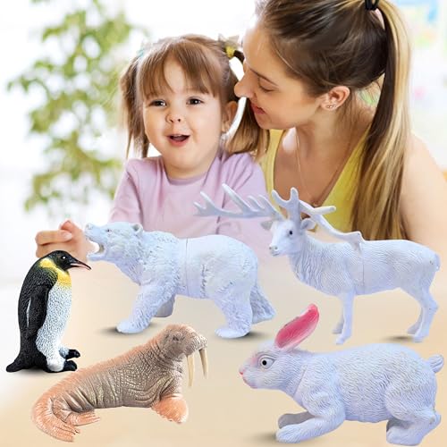 Image of Attractive Arctic Animal Toys for Kids 3+ | Realistic 10 PCs Ocean | Jungle Animals Toy Figure for Boys and Girls Birthday Gifts for Children Educational & Decor Item Shark, Whale, Janwar Toys