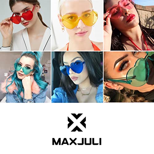 Maxjuli Heart Sunglasses For Women Baby Girl,Hot Party Neon Shades Uv Protection (Translucent Blue) #TOP2