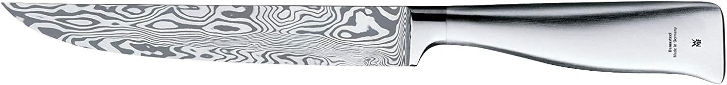 WMF Grand Gourmet Damask Knife, 29.5 cm, Damask Steel 120 Ply, Performance Cut, Wooden Cassette, Blade 17 cm