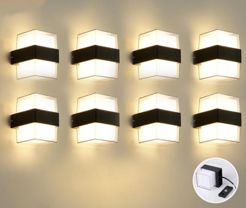 Duvar lambası Modern Led Işık 12W 3200K Gün Işığı Su Geçirmez Duvar Aplik iç&dış Mekan Aydınlatma (8 Adet)