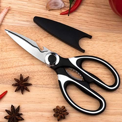 nuoshen Heavy Duty Kitchen Scissors, Sharp Scissors for Kitchen Shears Scissors with Cover Cooking Scissors Multi-Purpose Kitchen Shears for Chicken, Fish, Poultry, Meat, Vegetable, BBQ, Flower, Nut