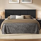 ComfIQ Serene Solid Wood Window-Pane Panel Headboard – Easy Assembly, Casual Coastal Style – King Size in Black