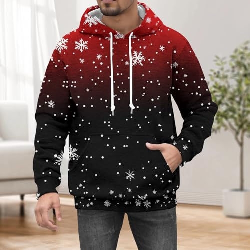 Ymosrh Men's Ugly Christmas Hoodies Pullover Long Sleeve Xmas Printed Hooded Sweatshirts with Pocket, M-4XL4