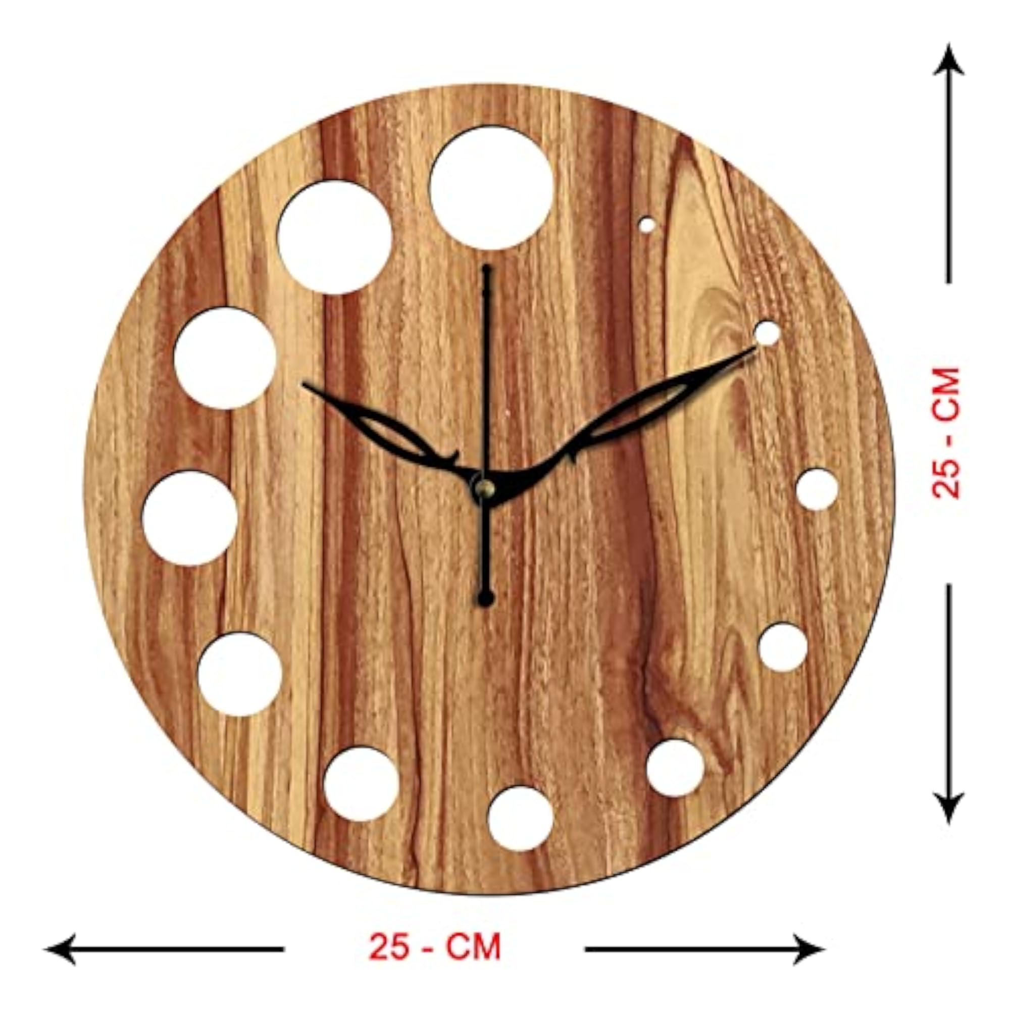 Wooden Wall Clock, 10-Inch Aum Design, Small Size