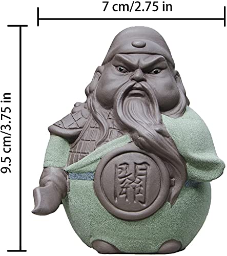 Handmade Zisha Tea Pet Ceramic 5 Heros Design Style of The Romance of The Three Kingdoms, for Home Tea Tray Decoration (Guan Yu)