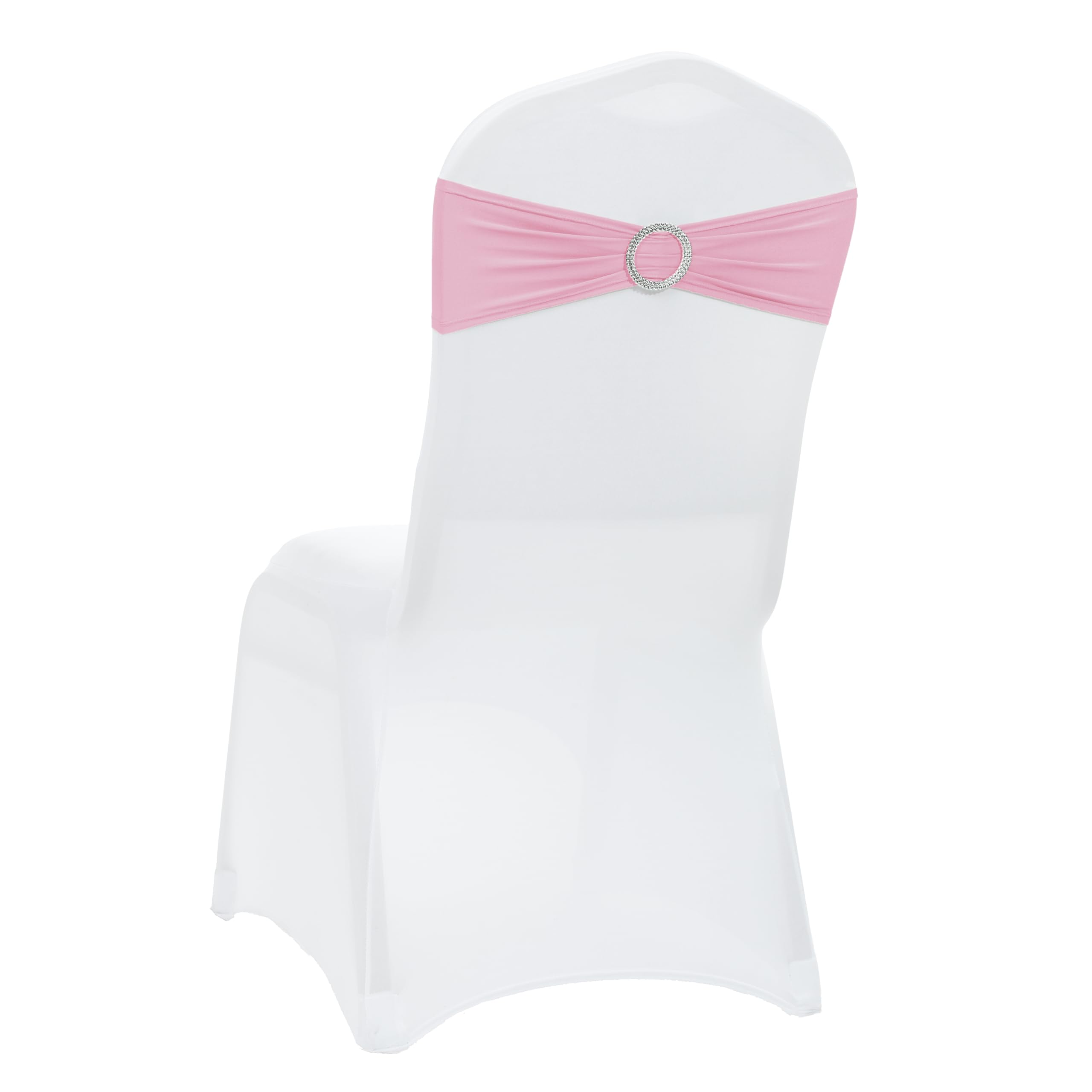 VDS - Pink | Spandex Chair Sashes Bows | 250 PCS | Stretch Elastic Banquet Universal Folding Chair Band Tie with Silver Buckle Slider for Wedding Party Conference Celebration Event Decoration — image 1