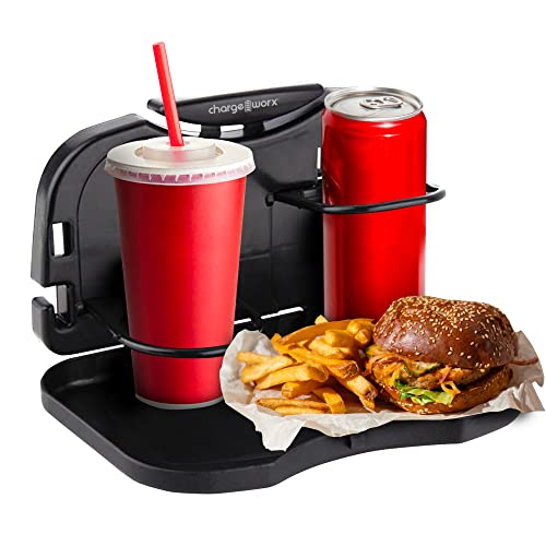 Chargeworx Backseat Butler - Back Seat Car Organizer Multi-Angle Mount for Food | Car Food Tray, Car Table Tray for Drink & Phone | Adjustable Car Tray to Fit All Cup Holders