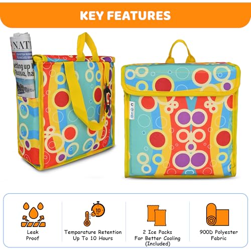 Image of Door Hanging, Insulated & Waterproof Storage for Milk Sachets, Bottles, Outdoor Gate Delivery Basket Box with Pocket for Notes and News Paper (Bubble Yellow, Medium(25X13X25 CM))