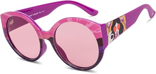 Vincent Chase By Lenskart | Pink Solid Full Rim Round | Branded and Stylish Sunglasses | 100% UV Protected | Women | Large...