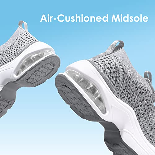 Dream Pairs Slip On Sneakers Women, Lightweight Arch Support Walking Tennis Platform Chunky Shoe, Casual Work Gym Workout Running Golf Travel Zapatos Para Caminar De Mujer, Grey, Size 9.5 Sdws2205W #TOP2