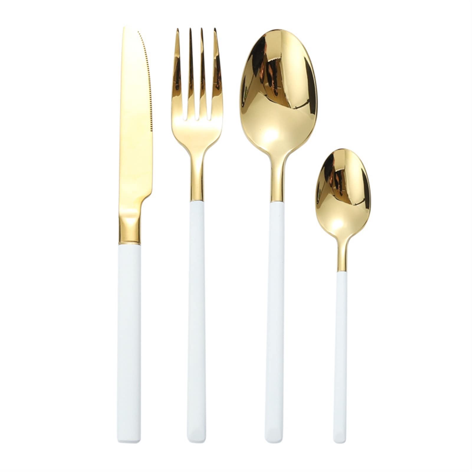 per Uomo 24pz Set di Posate Forchette Coltelli Cucchiaio 18/10 Acciaio Inox Stoviglie Set di Posate Specchio Oro Cucchiaio Coltello Bacchette Set