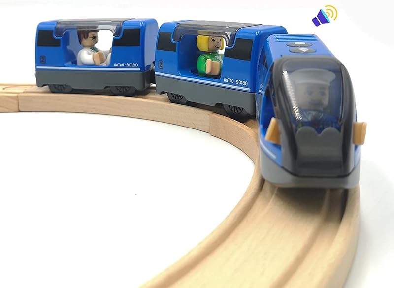 DSHMIXIA Tren a Pilas para Vías de Tren de Madera, Juguetes para niños pequeños de 3, 4, 5 años, niños, acoplamientos magnéticos, vehículo urbano con Figuras (sin batería)