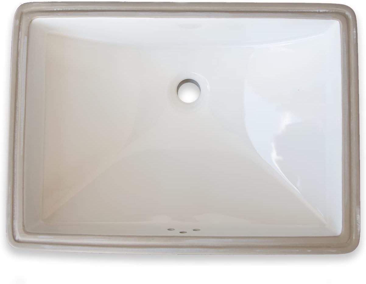 Wells Bathroom Sinkware 22-inch Rectangular Undermount Single Bowl Bathroom vessel Sink in White