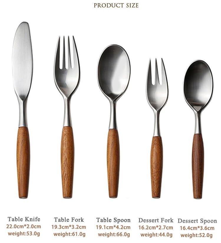 Set Cubiertos Cocina 5 Piezas Acero Inox y Madera miniatura 2