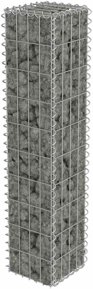 Gabion Mesh Wire Wall, Galvanized Steel Gabion Wall with Covers, Steel Garden Stone Wire Basket Fencing Patio Decorative Fence, 7.87x7.87x39.4,-405