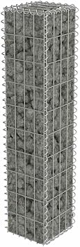 Gabion Mesh Wire Wall, Galvanized Steel Gabion Wall with Covers, Steel Garden Stone Wire Basket Fencing Patio Decorative Fence, 7.87x7.87x39.4,-405