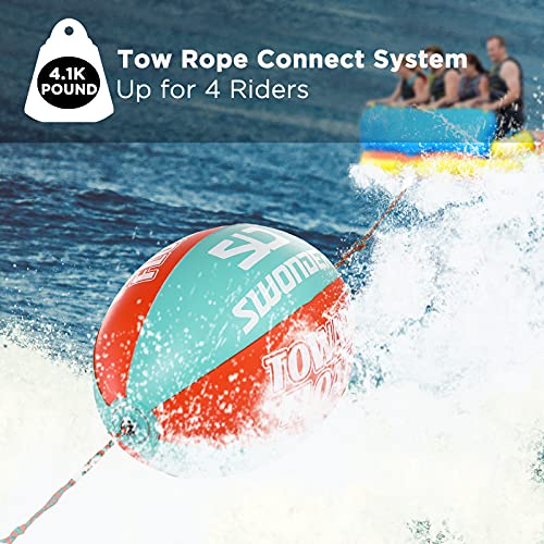 Swonder Boat Tubes Towable Ball, Larger Towable Tube Floater (42inx27in) with 60ft Rope for 1-4 Rider Towable Tubes for Boating, Boating Accessories for Boats to Pull - Image 3