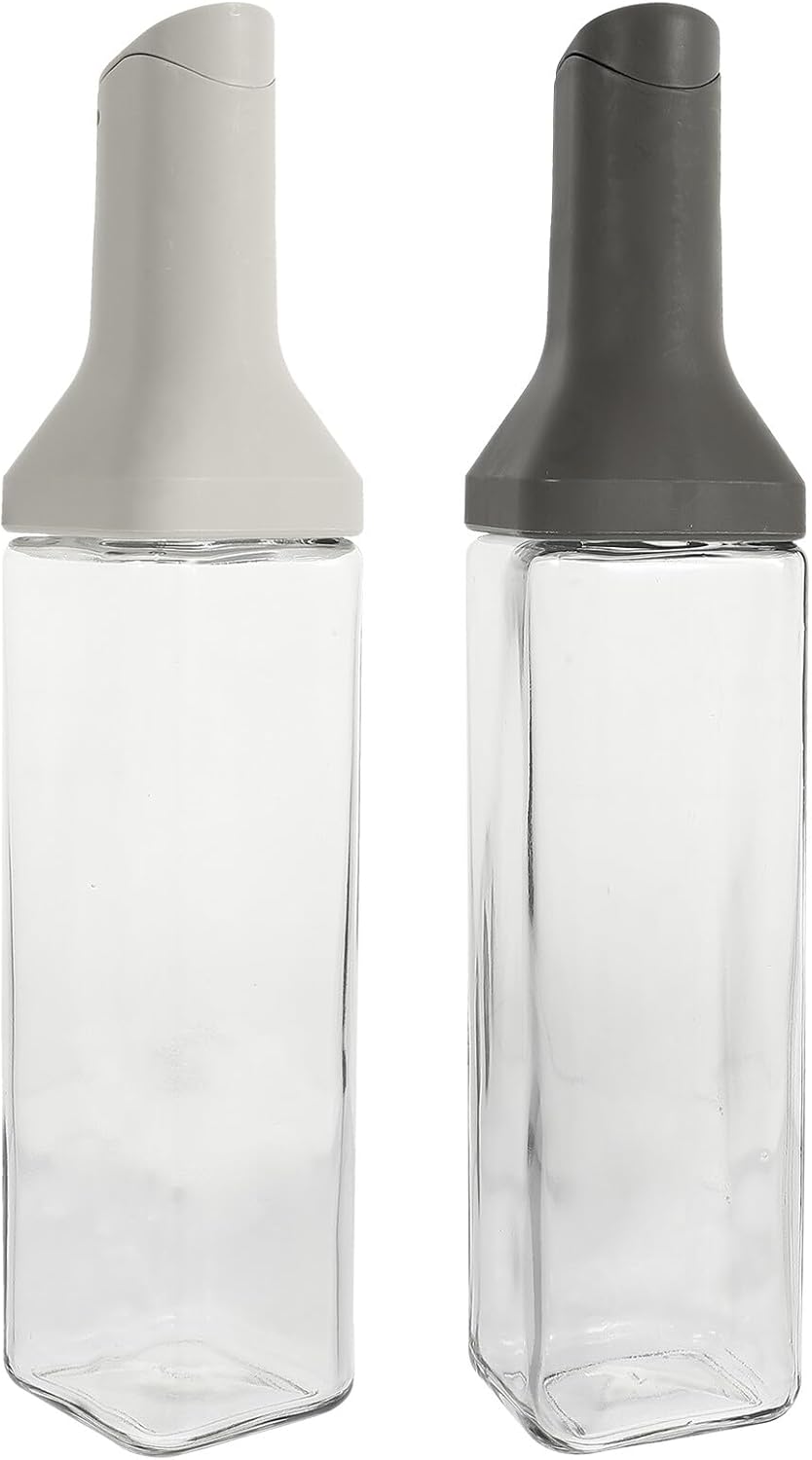 2pcs Glass Oil Dispensers for Cooking Olive Oil and Soy Sauce, Leakproof Kitchen Vinegar Bottles with Drip-free Design, Suitable for Cooking and Salad Dressing