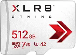 PNY Cartão de memória microSDXC para jogos XLR8 de 512 GB - 100 MB/s, UHS-I, 4K UHD, Full HD, U3, V30, A2 - Micro SD para console portátil de jogos no Nintendo Switch, Steam Deck, Smartphones e